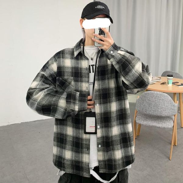 men's casual shirts spring shirt men fashion wild loose long sleeve mens streetwear society dress, White;black
men's casual shirts spring shirt men fashion wild loose long sleeve mens streetwear society dress, White;black