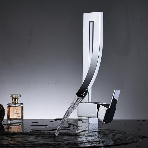 bathroom sink faucets chrome brass basin faucet fashion style single handle waterfall mixer tap cold