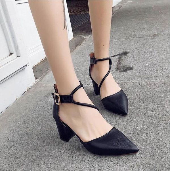 dress shoes spring autumn women sandals pointed toe pu cross strap pump buckle female casual solid footwear comfortable retro ladies, Black
dress shoes spring autumn women sandals pointed toe pu cross strap pump buckle female casual solid footwear comfortable retro ladies, Black