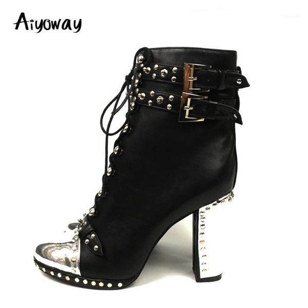 boots aiyoway women ankle autumn winter booties studs decorated round toe high thick heel buckle side zip lace up black 5~121
boots aiyoway women ankle autumn winter booties studs decorated round toe high thick heel buckle side zip lace up black 5~121