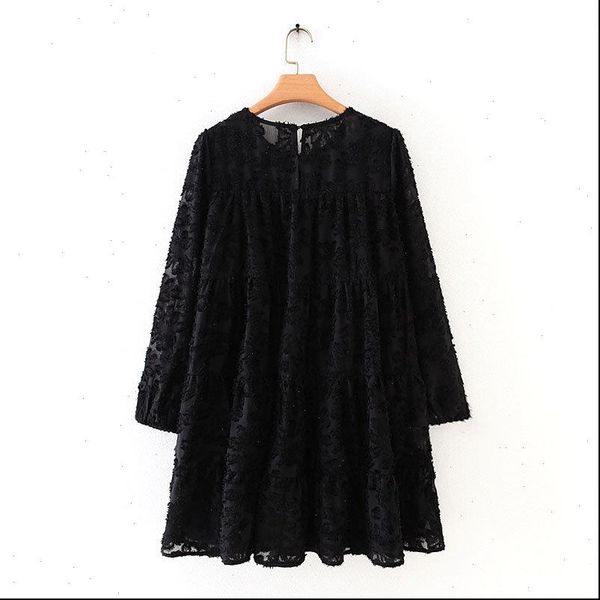 high street texture pattern black women dress casual loose mini autumn lantern sleeve vestidos chic ruffle dresses ds2950, Black;gray
high street texture pattern black women dress casual loose mini autumn lantern sleeve vestidos chic ruffle dresses ds2950, Black;gray