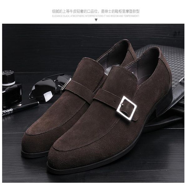 british pointed-toe men's buckle leather shoes, frosted cowhide business suits, single shoes trend dress, Black
british pointed-toe men's buckle leather shoes, frosted cowhide business suits, single shoes trend dress, Black