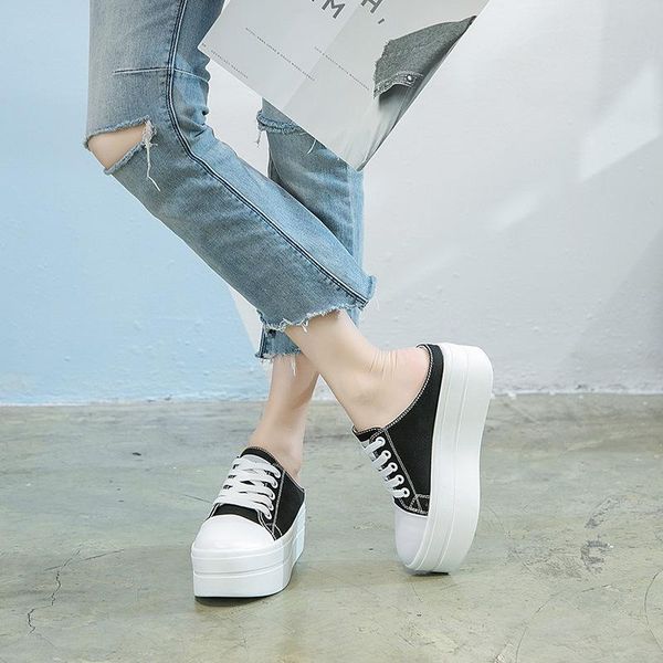 women's summer canvas shoes lace up casual outdoor wild thick bottom breathable slippers comfortable women fc-17, Black
women's summer canvas shoes lace up casual outdoor wild thick bottom breathable slippers comfortable women fc-17, Black