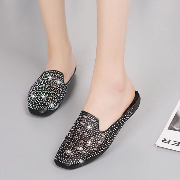 slippers woman's sandales femme 2021 casual slip on outdoor crystal hollow out flat shoes chancletas de mujer playa#xb35, Black
slippers woman's sandales femme 2021 casual slip on outdoor crystal hollow out flat shoes chancletas de mujer playa#xb35, Black