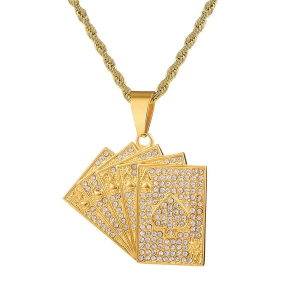 pendant necklaces hip hop iced out bling gold color hearts poker stainless steel rhinestone bright & pendants for men jewelry, Silver
pendant necklaces hip hop iced out bling gold color hearts poker stainless steel rhinestone bright & pendants for men jewelry, Silver
