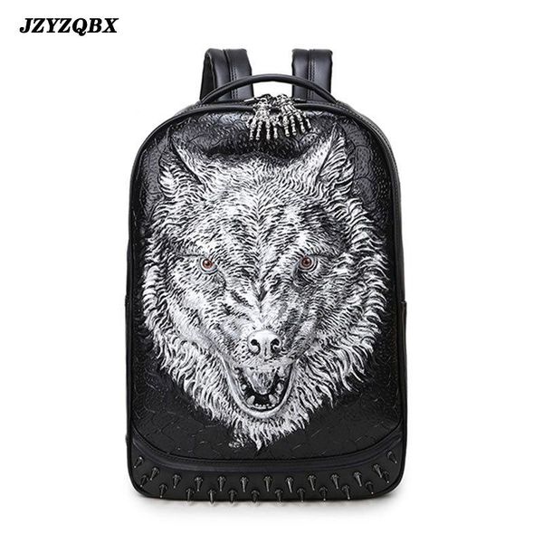school bags 3d stereoscopic silicone wolf head backpack men's personality rivets mochila black waterproof pu leather travel mochilas
school bags 3d stereoscopic silicone wolf head backpack men's personality rivets mochila black waterproof pu leather travel mochilas