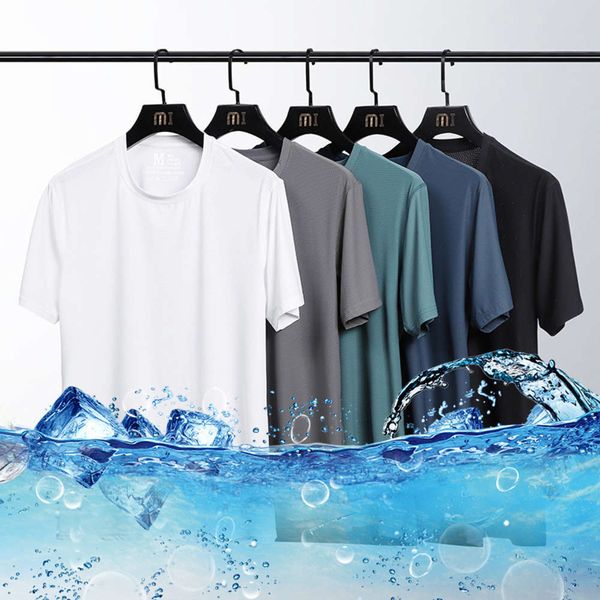 large stretch summer men's breathable round neck outdoor sports ice air conditioning lightweight short sleeve t-shirt, White;black
large stretch summer men's breathable round neck outdoor sports ice air conditioning lightweight short sleeve t-shirt, White;black