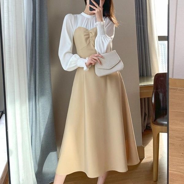 casual dresses 2021 autumn office lady one piece dress korea long sleeve elegant pure color midi women thin high waist party female, Black;gray
casual dresses 2021 autumn office lady one piece dress korea long sleeve elegant pure color midi women thin high waist party female, Black;gray
