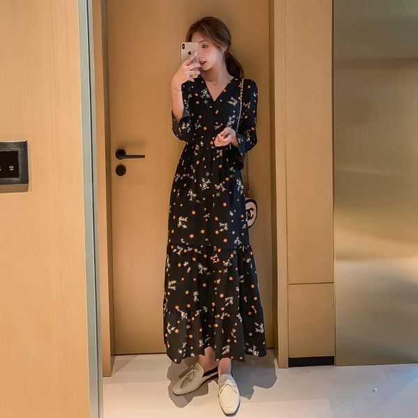 casual dresses 2021 vintage flared sleeves black chiffon dress women's spring autumn clothing plus size v-neck female, Black;gray
casual dresses 2021 vintage flared sleeves black chiffon dress women's spring autumn clothing plus size v-neck female, Black;gray