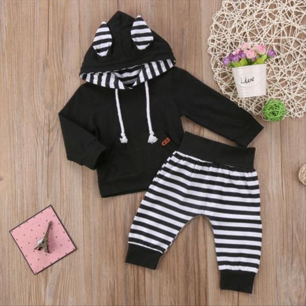 newborn baby girls kids ear hooded t shirt long striped pants outfits set tracksuit clothing, White
newborn baby girls kids ear hooded t shirt long striped pants outfits set tracksuit clothing, White
