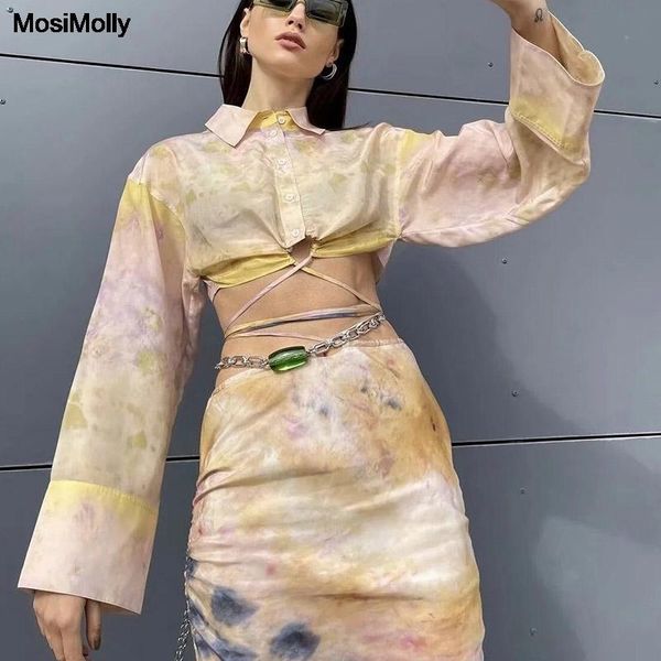 women's blouses & shirts mosimolly tie dye bandage shirt women cropped button down, White
women's blouses & shirts mosimolly tie dye bandage shirt women cropped button down, White