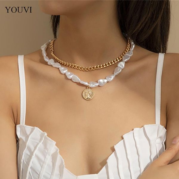 chains youvi 2pcs beaded baroqure pear necklace for women gold color metal coin pedants women's neck chain choker jewelry, Silver
chains youvi 2pcs beaded baroqure pear necklace for women gold color metal coin pedants women's neck chain choker jewelry, Silver