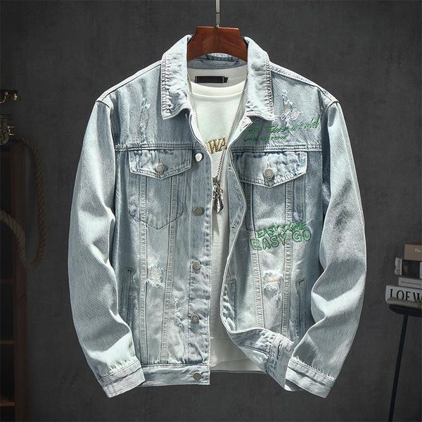 men's jackets autumn embroidery denim jacket fashion brand hip hop hole coat handsome printed clothing, Black;brown
men's jackets autumn embroidery denim jacket fashion brand hip hop hole coat handsome printed clothing, Black;brown