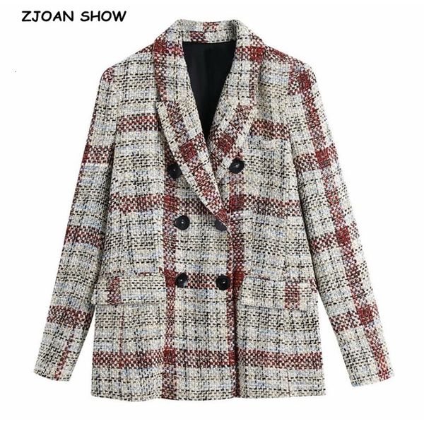 women's suits & blazers 2021 spring chic women weave tweed gingham plaid blazer retro elegant double-breasted buttons suit female, White;black
women's suits & blazers 2021 spring chic women weave tweed gingham plaid blazer retro elegant double-breasted buttons suit female, White;black