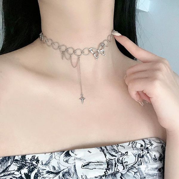 chains necklace for women vintage butterfly female cold wind personality hip-hop clavicle chain choker accessories, Silver
chains necklace for women vintage butterfly female cold wind personality hip-hop clavicle chain choker accessories, Silver