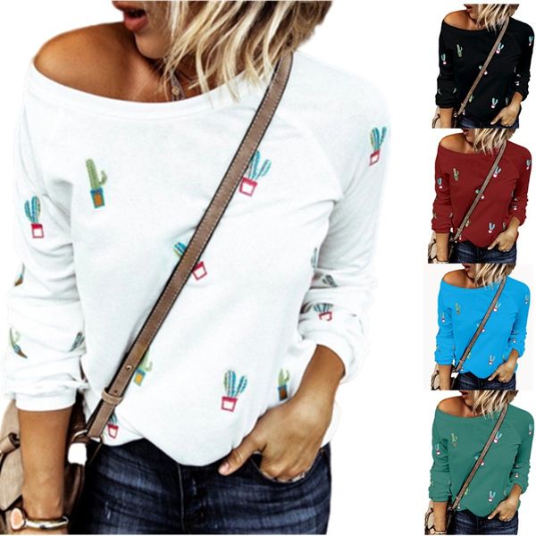 2021 autumn and winter europe and america round neck lovely style printed cactus long sleeve t-shirt, White
2021 autumn and winter europe and america round neck lovely style printed cactus long sleeve t-shirt, White