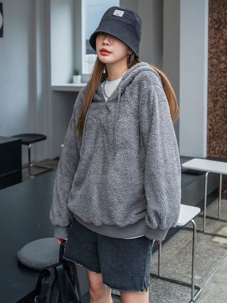 dazy quarter zip drop shoulder drawstring teddy hoodie without tee c1op#, White;black
dazy quarter zip drop shoulder drawstring teddy hoodie without tee c1op#, White;black