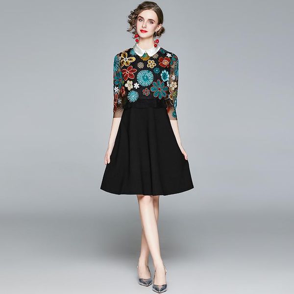 women luxury embroidery dress festa elegant party robe femme vintage floral designer a-line short vestidos casual dresses, Black;gray
women luxury embroidery dress festa elegant party robe femme vintage floral designer a-line short vestidos casual dresses, Black;gray