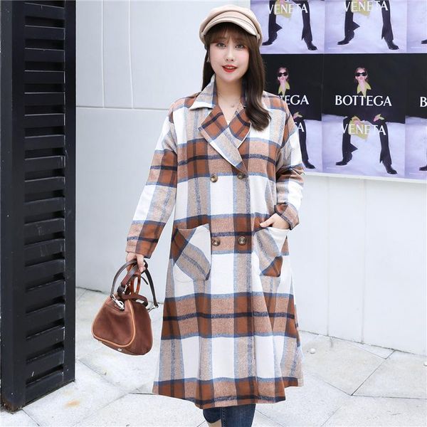women's wool & blends retro plaid women coat autumn winter long stitching khaki outerwear lapel collar windbreaker loose fashion cotton, Black
women's wool & blends retro plaid women coat autumn winter long stitching khaki outerwear lapel collar windbreaker loose fashion cotton, Black