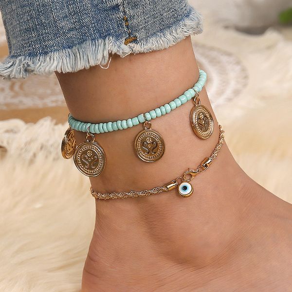 s2529 fashion jewelry evil eye anklet round pendant beaded chain anklets 2pcs/set, Red;blue
s2529 fashion jewelry evil eye anklet round pendant beaded chain anklets 2pcs/set, Red;blue