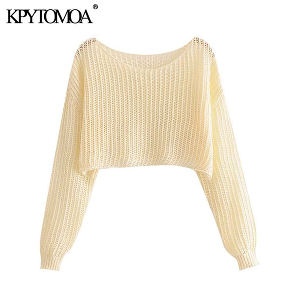 women fashion hollow out loose cropped knitted sweater vintage o neck long sleeve female pullovers chic 210416, White;black
women fashion hollow out loose cropped knitted sweater vintage o neck long sleeve female pullovers chic 210416, White;black