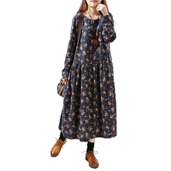 casual dresses johnature women print floral dress 2021 spring korean fashion long sleeve o-neck mori girl, Black;gray
casual dresses johnature women print floral dress 2021 spring korean fashion long sleeve o-neck mori girl, Black;gray