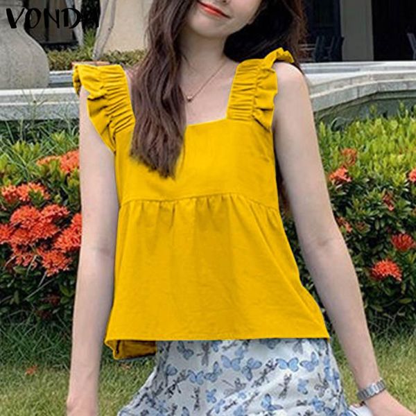 women's blouses & shirts tank blouse vonda 2021 women ruffled cuff bohemian blusas femininas oversized summer sleeveless pleated o, White
women's blouses & shirts tank blouse vonda 2021 women ruffled cuff bohemian blusas femininas oversized summer sleeveless pleated o, White