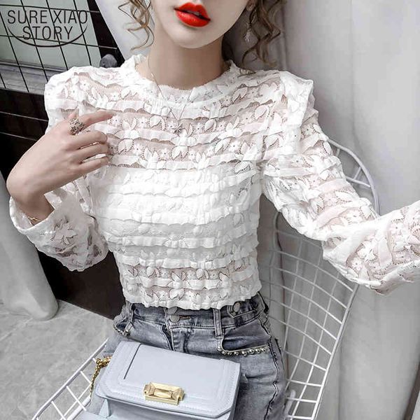 summer white long sleeve woman's shirts feminine hollow crocheted round neck pullover puff blouses 10529 210508
summer white long sleeve woman's shirts feminine hollow crocheted round neck pullover puff blouses 10529 210508