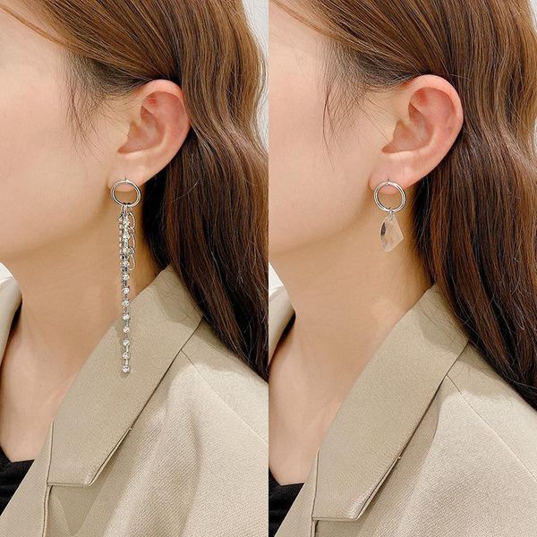 stud simple crystal earring long chain tassel earrings for women fashion geometric piercing ear jewelry party girl gift, Golden;silver
stud simple crystal earring long chain tassel earrings for women fashion geometric piercing ear jewelry party girl gift, Golden;silver