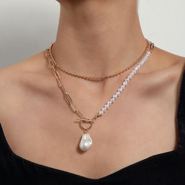 pendant necklaces fashion asymmetrical thick chain baroque pearl necklace women elegant geometric clavicle colar jewelry gift, Silver
pendant necklaces fashion asymmetrical thick chain baroque pearl necklace women elegant geometric clavicle colar jewelry gift, Silver