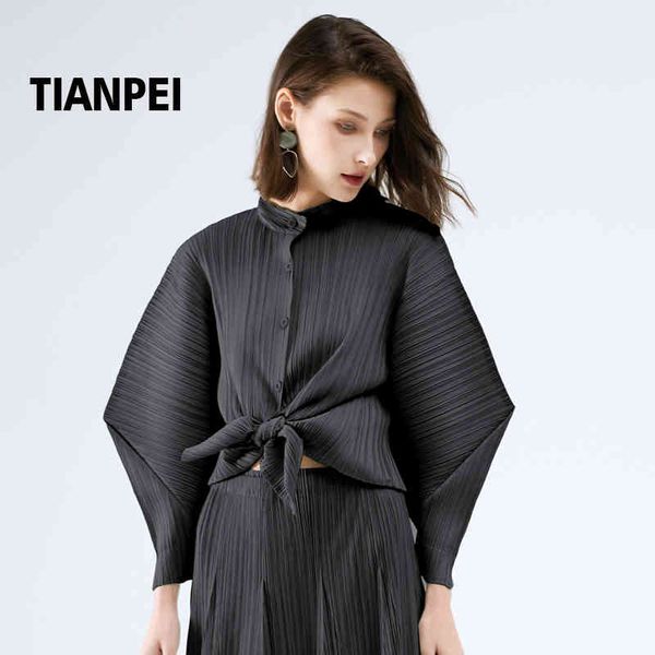 women's blouses & shirts miyake pleated high collar shirt summer and autumn bat long sleeve loose jacket cardigan button women fz6, White
women's blouses & shirts miyake pleated high collar shirt summer and autumn bat long sleeve loose jacket cardigan button women fz6, White