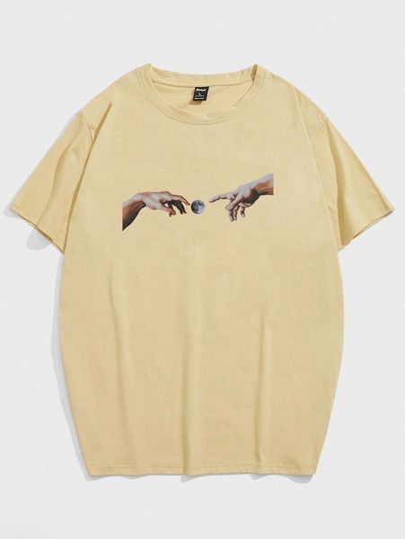 romwe guys hand & planet graphic tee r5j8#, White;black