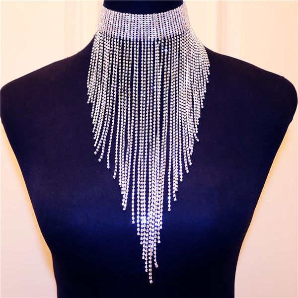 chokers luxury full rhinestone chain tassel choker necklace women maxi long pendants jewelry boho ethnic large, Golden;silver
chokers luxury full rhinestone chain tassel choker necklace women maxi long pendants jewelry boho ethnic large, Golden;silver