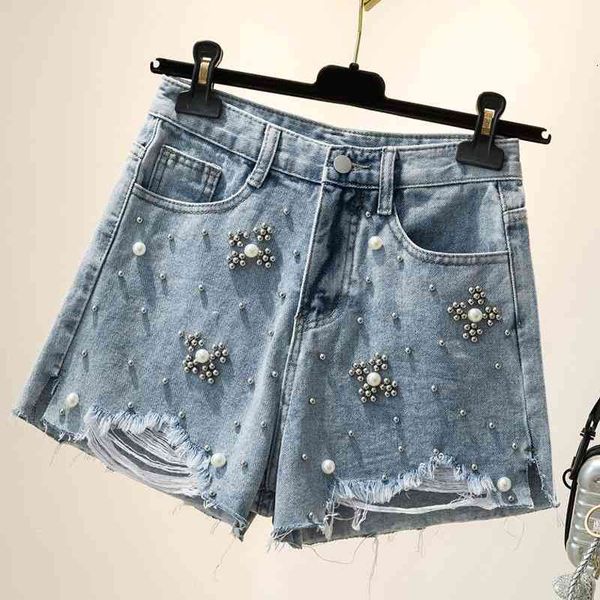 short 2021 blue grain summer korean short jeans casual loose large wide leg women's shorts, White;black
short 2021 blue grain summer korean short jeans casual loose large wide leg women's shorts, White;black