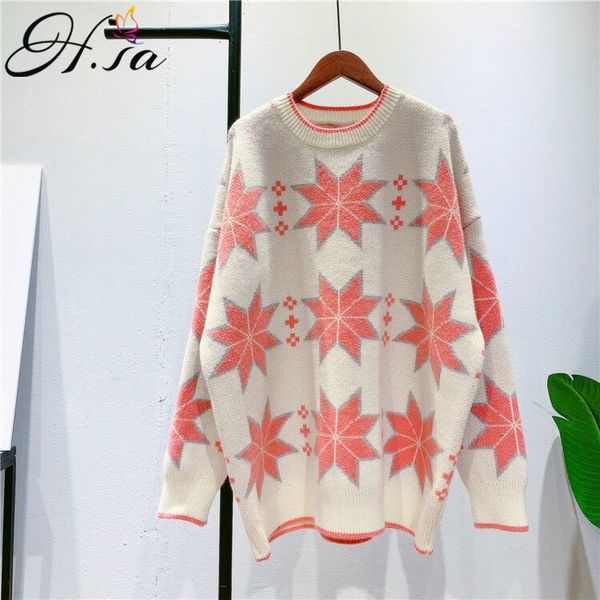 h.sa women winter warm pullover and sweaters casual korean jumpers loose style chic sweater year thick 210417, White;black
h.sa women winter warm pullover and sweaters casual korean jumpers loose style chic sweater year thick 210417, White;black