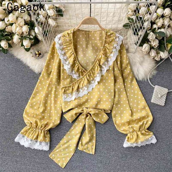 blouse women spring autumn sweet v-neck flare sleeve polka dot short lace shirt slim chic korean wild blouses 210531, White
blouse women spring autumn sweet v-neck flare sleeve polka dot short lace shirt slim chic korean wild blouses 210531, White