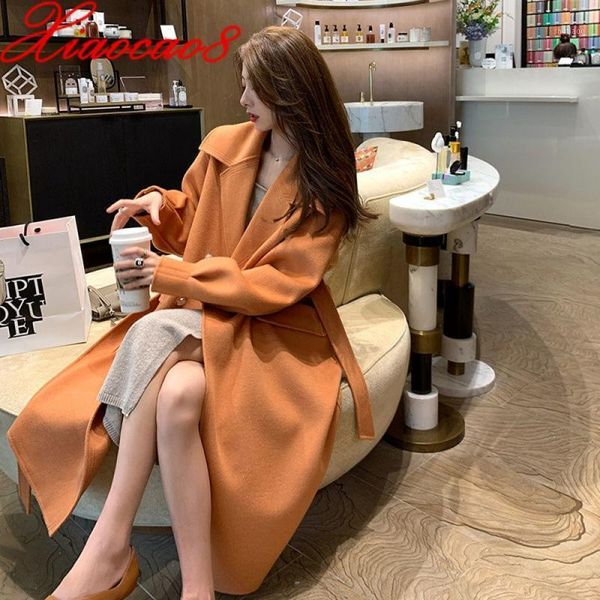 women's wool & blends autumn women jacket casual fashion long woolen coat 2021 solid slim parkas with belt deep v-neck winter warm wind, Black
women's wool & blends autumn women jacket casual fashion long woolen coat 2021 solid slim parkas with belt deep v-neck winter warm wind, Black