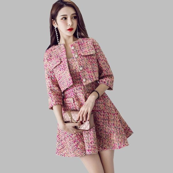 autumn winter tweed 2 piece set women slim ol elegant womens suits short jacket coat+sleeveless mini dress female sets 210514, White
autumn winter tweed 2 piece set women slim ol elegant womens suits short jacket coat+sleeveless mini dress female sets 210514, White