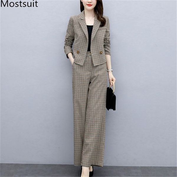 autumn korean fashion plaid women two piece pants suits sets long sleeve coat + wide leg outfits elegant 210513, White
autumn korean fashion plaid women two piece pants suits sets long sleeve coat + wide leg outfits elegant 210513, White