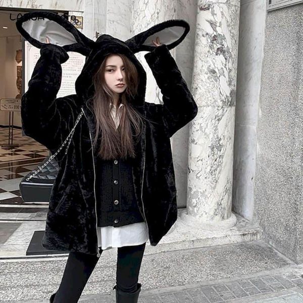 women's fur & faux women jacket female thick mid-length cute hooded 2021 winter ears rex plush coat soft girl, Black
women's fur & faux women jacket female thick mid-length cute hooded 2021 winter ears rex plush coat soft girl, Black