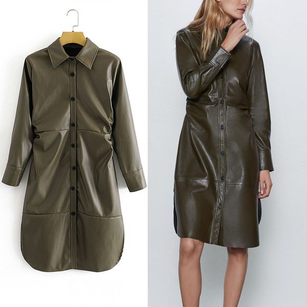dresses ruched pu leather shirt women long sleeve leatherette vintage office lady midi es woman draped winter vestido, Black;gray
dresses ruched pu leather shirt women long sleeve leatherette vintage office lady midi es woman draped winter vestido, Black;gray