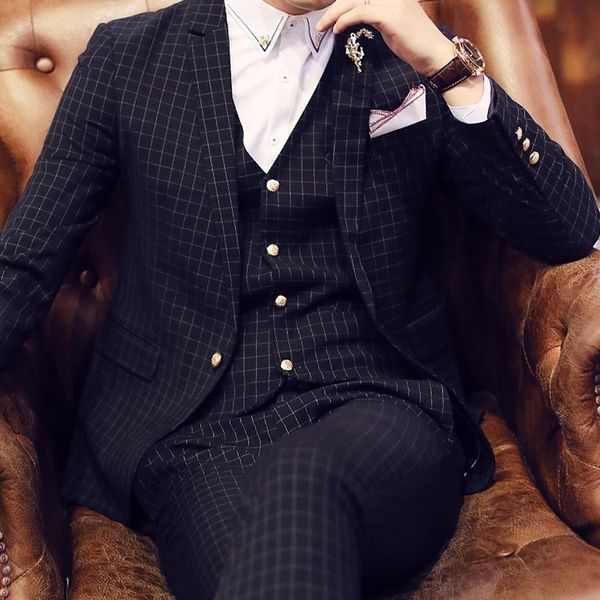 men's suits & blazers wholesale- slim fine plaid formal men 3 pieces set suit one button fashion weeding groom suits(jacket+pant+vest+h, White;black
men's suits & blazers wholesale- slim fine plaid formal men 3 pieces set suit one button fashion weeding groom suits(jacket+pant+vest+h, White;black