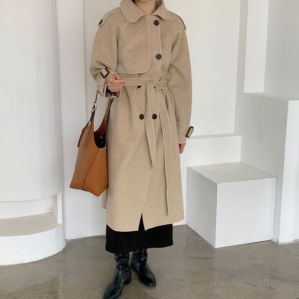 wool solid chic fashion retro elegant korea long gentle blend loose casual warm lazy lapel woolen winter women coat, Black
wool solid chic fashion retro elegant korea long gentle blend loose casual warm lazy lapel woolen winter women coat, Black