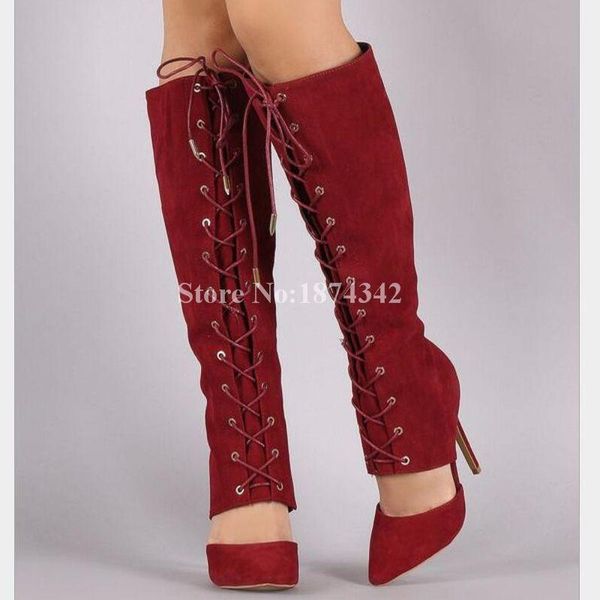 boots est soild pointed toe and thin high heel cross-tied shoes spring autumn knee-high flock fashion long, Black
boots est soild pointed toe and thin high heel cross-tied shoes spring autumn knee-high flock fashion long, Black