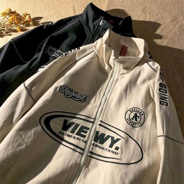 spring autumn loose baseball uniform jacket korean trend vintage casual handsome all-match reflective coat men women 211214, Black;brown
spring autumn loose baseball uniform jacket korean trend vintage casual handsome all-match reflective coat men women 211214, Black;brown