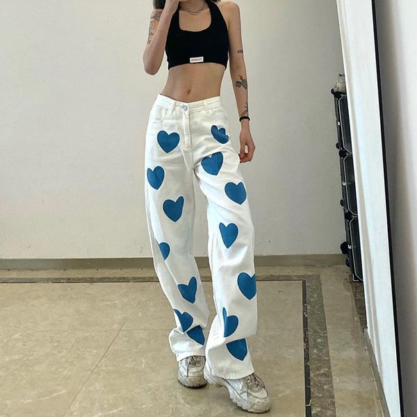 women's jeans vintage heart printed baggy women high waist y2k harajuku aesthetic mom denim streetwear 90s trousers, Blue
women's jeans vintage heart printed baggy women high waist y2k harajuku aesthetic mom denim streetwear 90s trousers, Blue