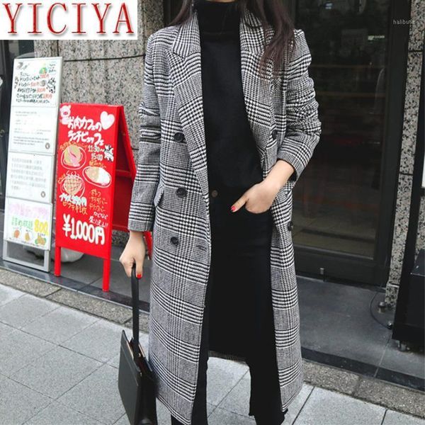 women's wool & blends women plaid long coat 2021 overcoat fashion woolen slender winter, Black
women's wool & blends women plaid long coat 2021 overcoat fashion woolen slender winter, Black