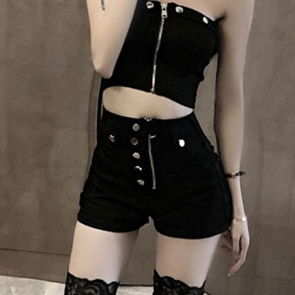 women's shorts rosetic gothic streetwear women summer fashion punk casual buttons designer s high waist zipper sexy, White;black
women's shorts rosetic gothic streetwear women summer fashion punk casual buttons designer s high waist zipper sexy, White;black