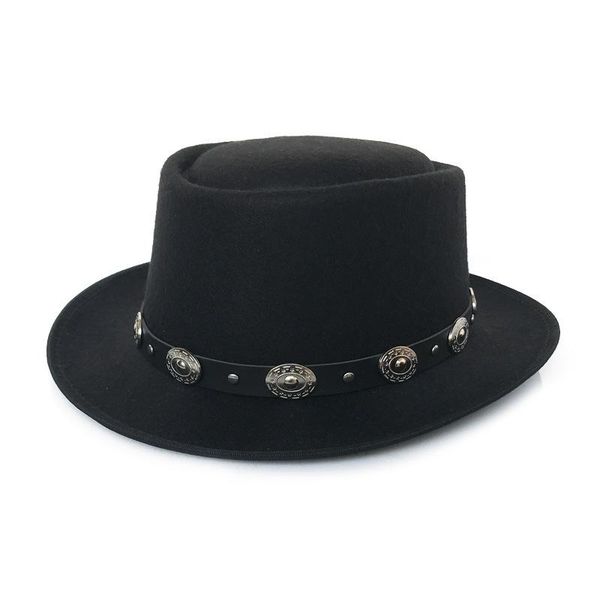 wide brim hats punk style hat with metal belt panama british men women autumn winter felt ladies elegant fascinator jazz caps, Blue;gray
wide brim hats punk style hat with metal belt panama british men women autumn winter felt ladies elegant fascinator jazz caps, Blue;gray