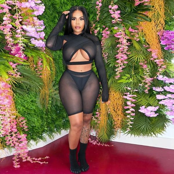 women's tracksuits black cross corset long sleeve hollow out crop +shorts matching outfits women see through bodycon 2 two piece se, Gray
women's tracksuits black cross corset long sleeve hollow out crop +shorts matching outfits women see through bodycon 2 two piece se, Gray